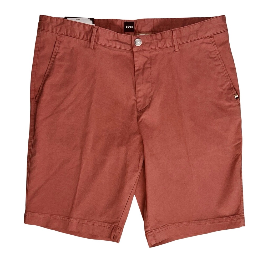 Hugo Boss Mens Size 34 Slim Fit Slice Shorts Open Pink Stretch Cotton Gaberdine